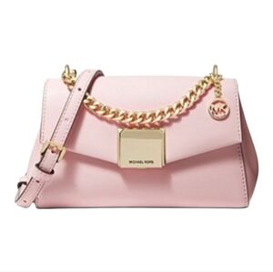 Michael Kors Lita Small Crossbody Bag Powder Blush Pink Leather NWOT